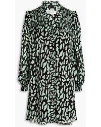 Diane von Furstenberg - Layla Shirred Leopard-print Georgette Mini Dress - Lyst