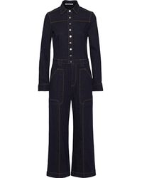 Stella McCartney Cropped Denim Jumpsuit Dark Denim - Blue
