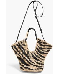 Zimmermann - Goldentime Small Leather-Trimmed Raffia-Jacquard Tote - Lyst