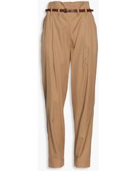 Brunello Cucinelli - Pleated Wool And Cotton-blend Twill Tapered Pants - Lyst