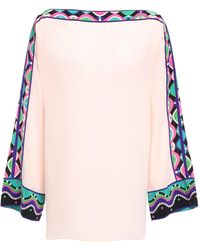 Emilio Pucci Printed Silk Crepe De Chine Top Baby Pink - Multicolour