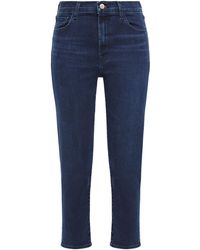 J Brand Cropped High-rise Slim-leg Jeans - Blue