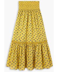 Tory Burch - Convertible Smocked Floral-print Cotton-voile Skirt - Lyst