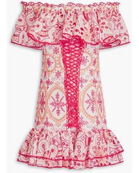 Charo Ruiz - Off-The-Shoulder Broderie Anglaise Cotton-Blend Mini Dress - Lyst