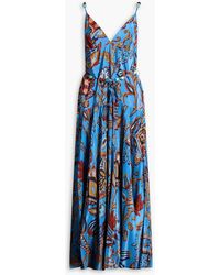 FARM Rio - Embellished Printed Crepe De Chine Maxi Dress - Lyst