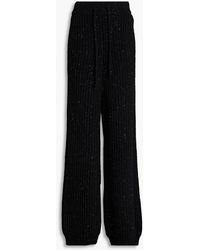Marni - Metallic Ribbed Wool-blend Wide-leg Pants - Lyst