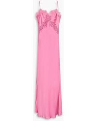 Rebecca Vallance - Selena Lace-trimmed Silk-satin Maxi Slip Dress - Lyst