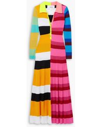 Christopher John Rogers - Colorblock Ribbed Wool-blend Maxi Dress - Lyst