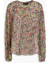 Isabel Marant - Orionea Gathered Floral-print Silk-crepon Blouse - Lyst