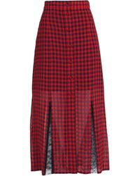Philosophy Di Lorenzo Serafini Lace-paneled Gingham Seersucker Midi Skirt - Red