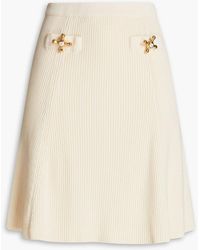 Moschino - Embellished Ribbed Wool Mini Skirt - Lyst