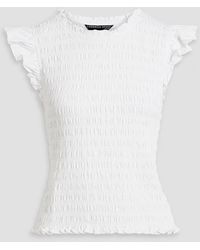 Veronica Beard - Wyles Ruffled Shirred Cotton-jersey Top - Lyst