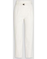 Brunello Cucinelli - Bead-embellished Stretch Cotton Twill Tapered Pants - Lyst