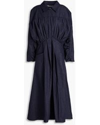 Co. - Gathered Tton-chambray Midi Shirt Dress - Lyst