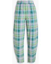 Ganni - Checked Cotton-Blend Tapered Pants - Lyst