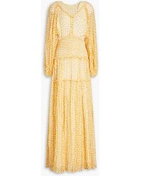 Rachel Gilbert - Benji Shirred Printed Silk-georgette Maxi Dress - Lyst