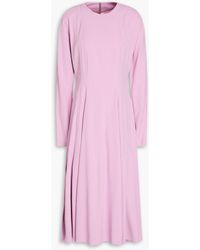 Another Tomorrow - Midikleid aus stretch-crêpe mit falten - Lyst