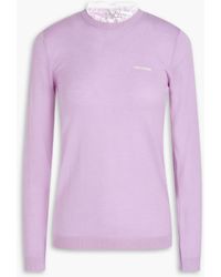 RED Valentino - Point D'esprit-trimmed Embroidered Wool And Cashmere-blend Sweater - Lyst
