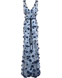 Marchesa notte Embellished Tulle Gown Light Blue
