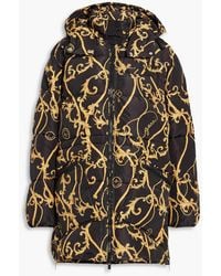 Ganni - Quilted Printed Shell Hooded Coat - Lyst