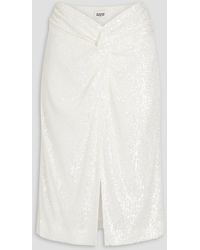 Claudie Pierlot - Knotted Sequined Stretch-mesh Skirt - Lyst