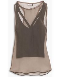 Brunello Cucinelli - Bead-embellished Silk-chiffon Top - Lyst