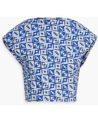 Emilio Pucci - Cropped oberteil aus baumwollpopeline mit print und bindedetail hinten - Lyst