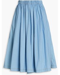 Marni - Gathered Stretch-cotton Midi Skirt - Lyst