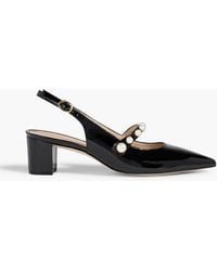 Stuart Weitzman - Pia Embellished Patent-Leather Slingback Mary Jane Pumps - Lyst