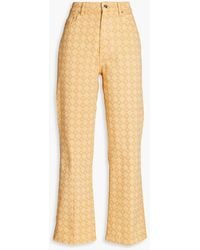 Nanushka - Logo-print High-rise Kick-flare Jeans - Lyst