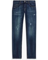 Dolce & Gabbana - Slim-fit Distressed Faded Denim Jeans - Lyst