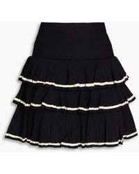 Sandro - Tiered Ribbed-knit Mini Skirt - Lyst