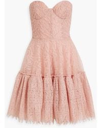 Costarellos - Strapless Lace Mini Dress - Lyst