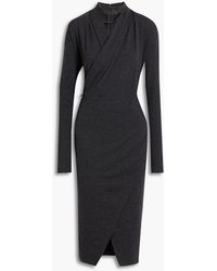 Brunello Cucinelli - Wrap-effect Bead-embellished Wool-blend Jersey Dress - Lyst