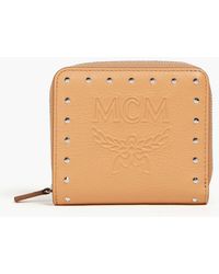 MCM - Studded Embossed Pebbled-leather Wallet - Lyst