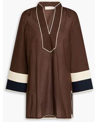 Tory Burch - Color-block Cotton-voile Tunic - Lyst