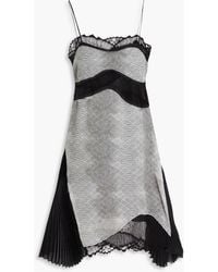 Victoria Beckham - Lace-trimmed Snake-print Satin Mini Dress - Lyst
