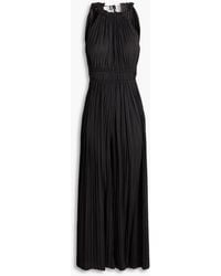 Maje - Cutout Plissé Satin Wide-Leg Jumpsuit - Lyst