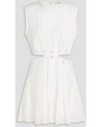 Sandro - Cutout Pintucked Linen-Blend Mini Dress - Lyst