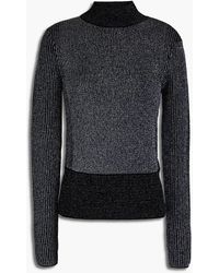 Victoria Beckham - Metallic Ribbed Merino Wool-blend Turtleneck Sweater - Lyst