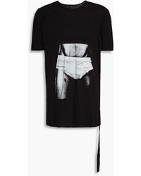 Rick Owens - Bedrucktes t-shirt aus baumwoll-jersey mit flammgarneffekt - Lyst
