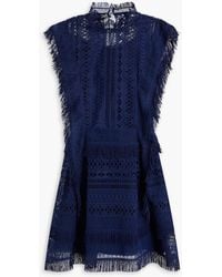 Alberta Ferretti - Fringed Guipure Lace And Tulle Mini Dress - Lyst