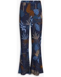 FARM Rio - Printed Satin-twill Flared Pants - Lyst