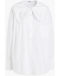 Vivetta Cutout Ruffle-trimmed Cotton-blend Poplin Shirt - White