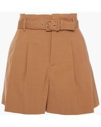 RED Valentino - Pleated Belted Twill Shorts - Lyst