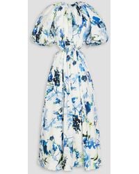 Aje. - Capucine Cutout Floral-print Linen-blend Midi Dress - Lyst