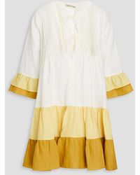 Casa Raki - Nina Tiered Color-block Linen Mini Dress - Lyst