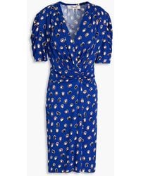 Diane von Furstenberg - Duncan Ruched Printed Jersey Mini Dress - Lyst