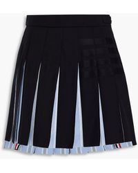 Thom Browne - Pleated Cotton And Wool Mini Skirt - Lyst