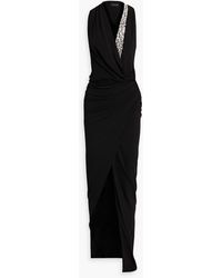 Alexandre Vauthier Wrap-effect Crystal-embellished Jersey Gown - Black